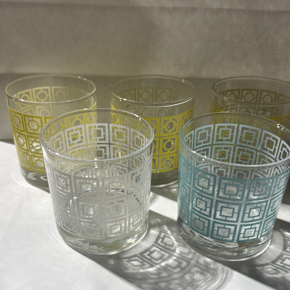 Set of Geometric Patterned Glasses set of 5